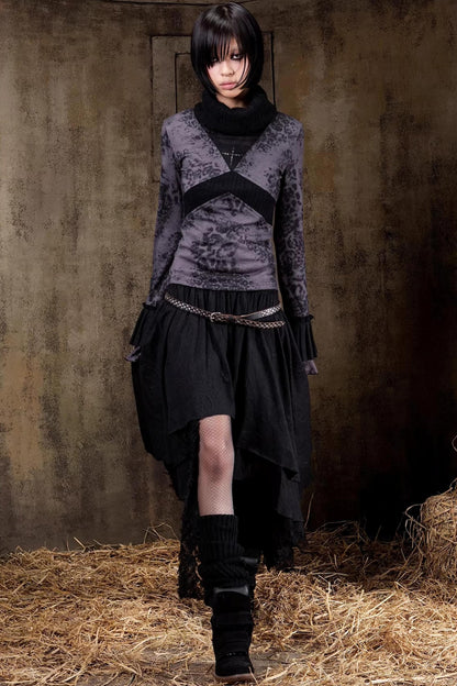 Retro Color-Block Knit Top