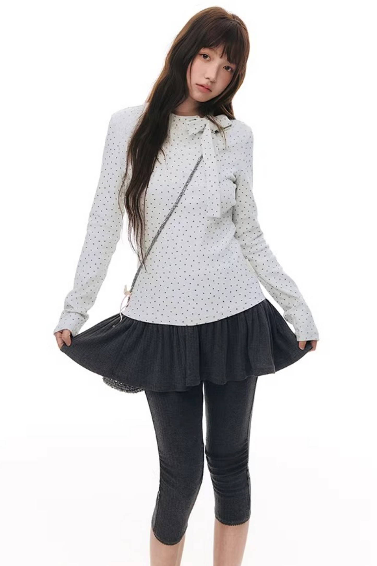 주름 크롭 스커트 셋업