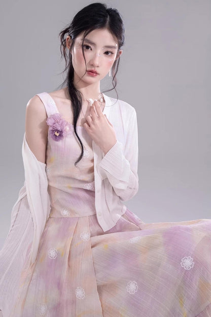 Purple Floral Sleeveless Dress