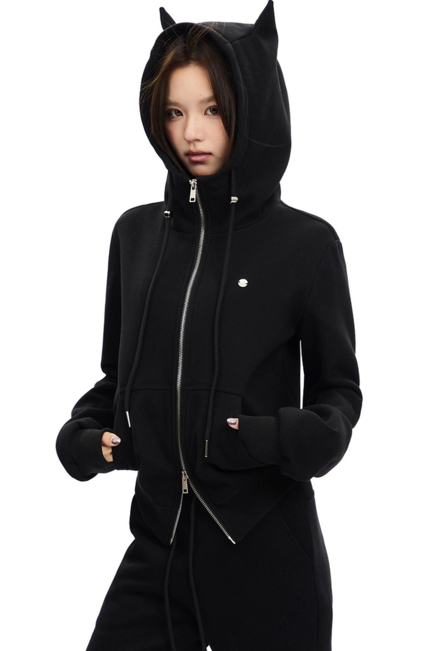 Double Zipper Short Hooded Jacket