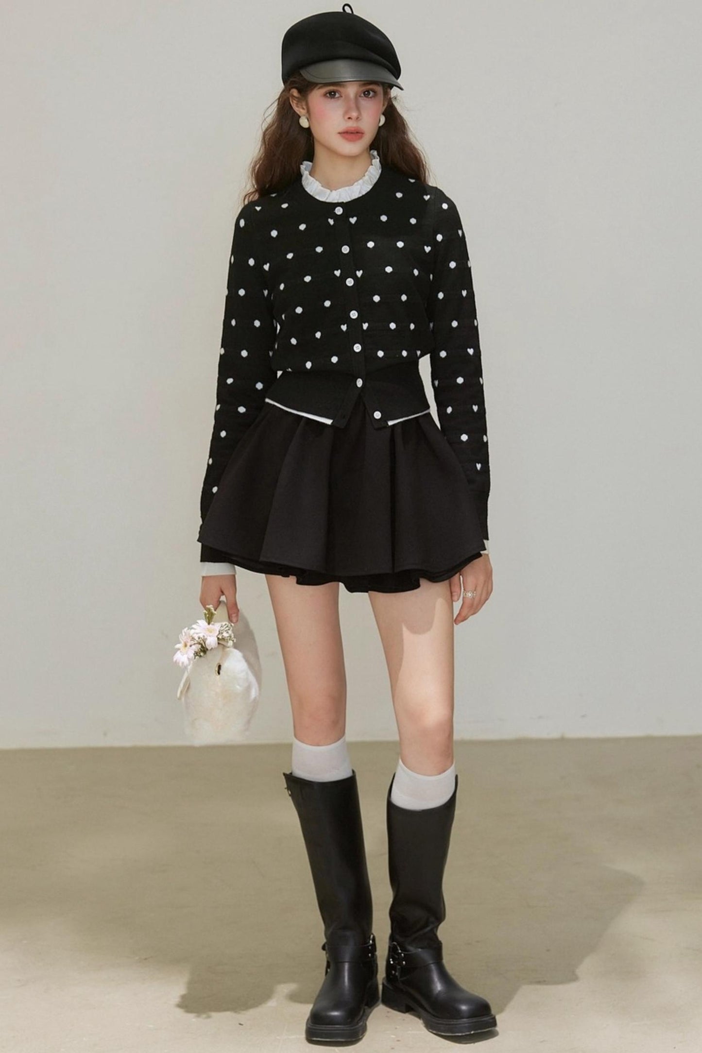 Ruffled Pleated A-Line Skirt