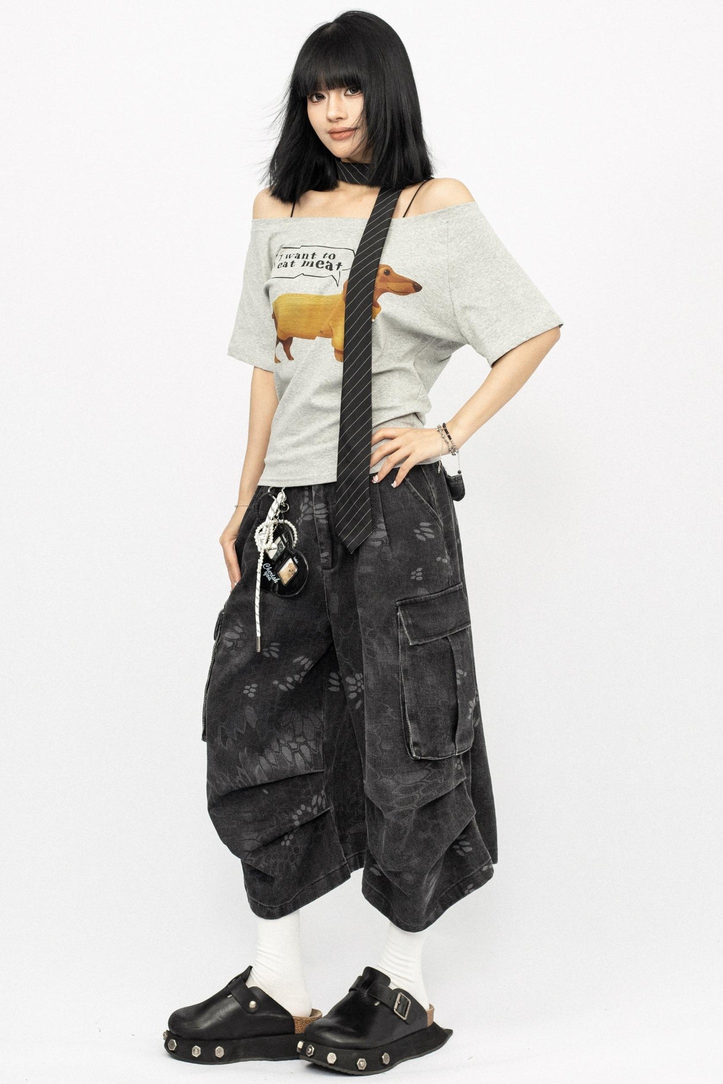 Vintage Camouflage Wide-Leg Pants