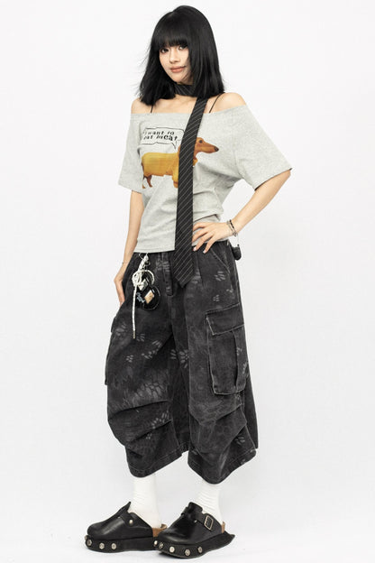 Vintage Camouflage Wide-Leg Pants