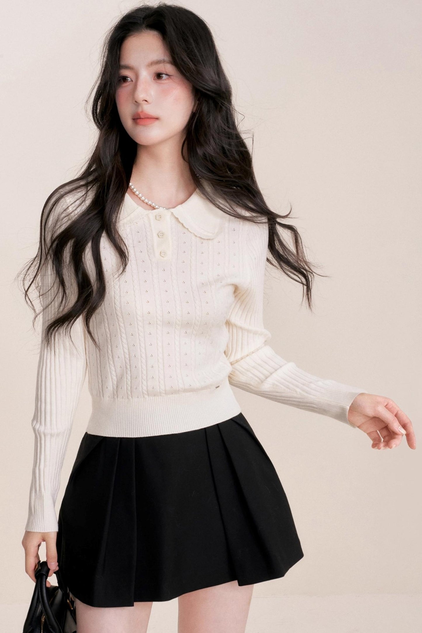 Romantic French Knit Long Sleeve Top