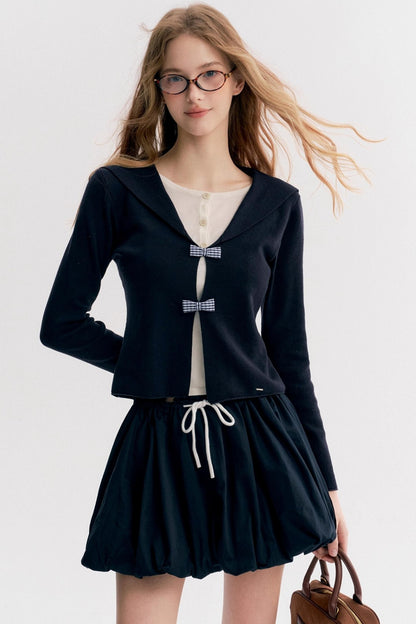 Navycore Check Knitted Cardigan