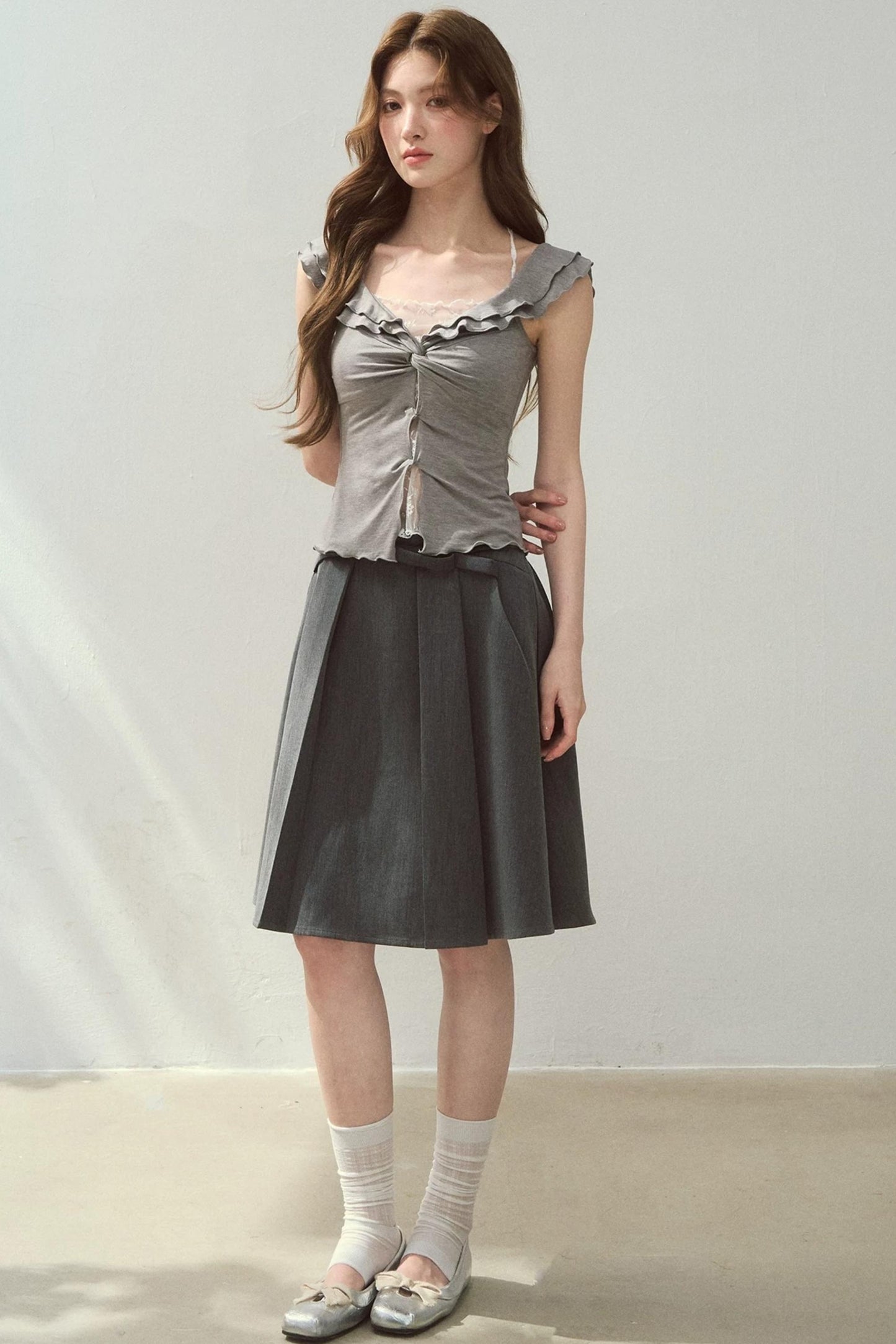 Two-Tone Ruffled Blouse