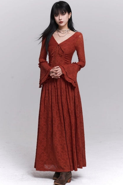 Red Knitted Long Dress