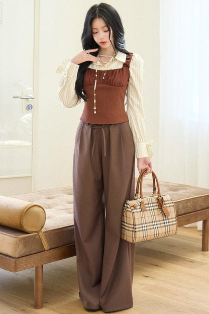 Striped Collar Vest Set-Up