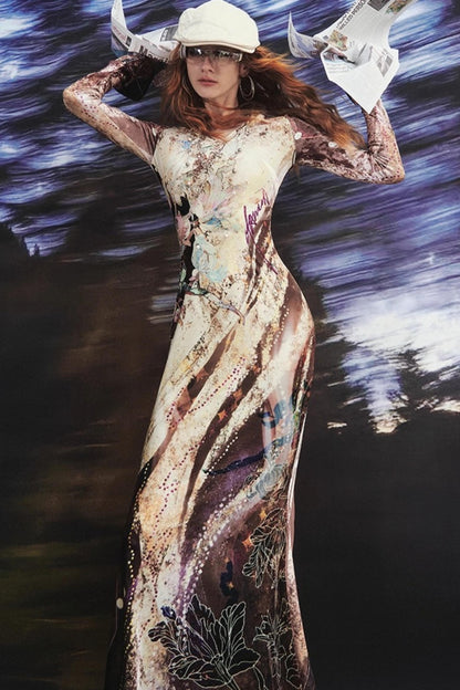 Velvet V-Neck Mermaid Dress