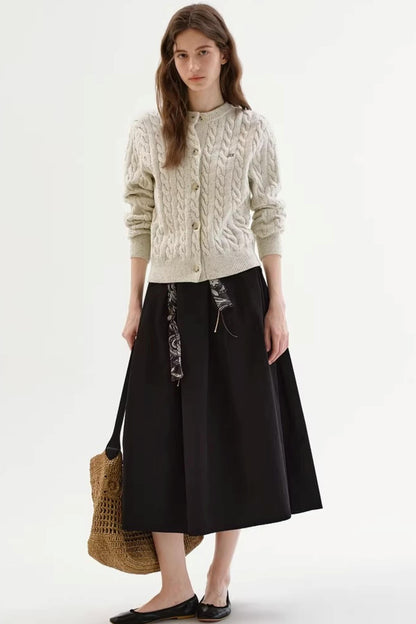 Speckled Cable Knit Cardigan