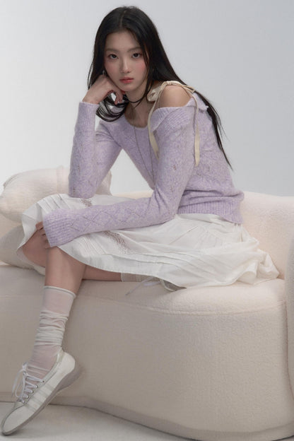 Schnürung Schulter Stricktop 