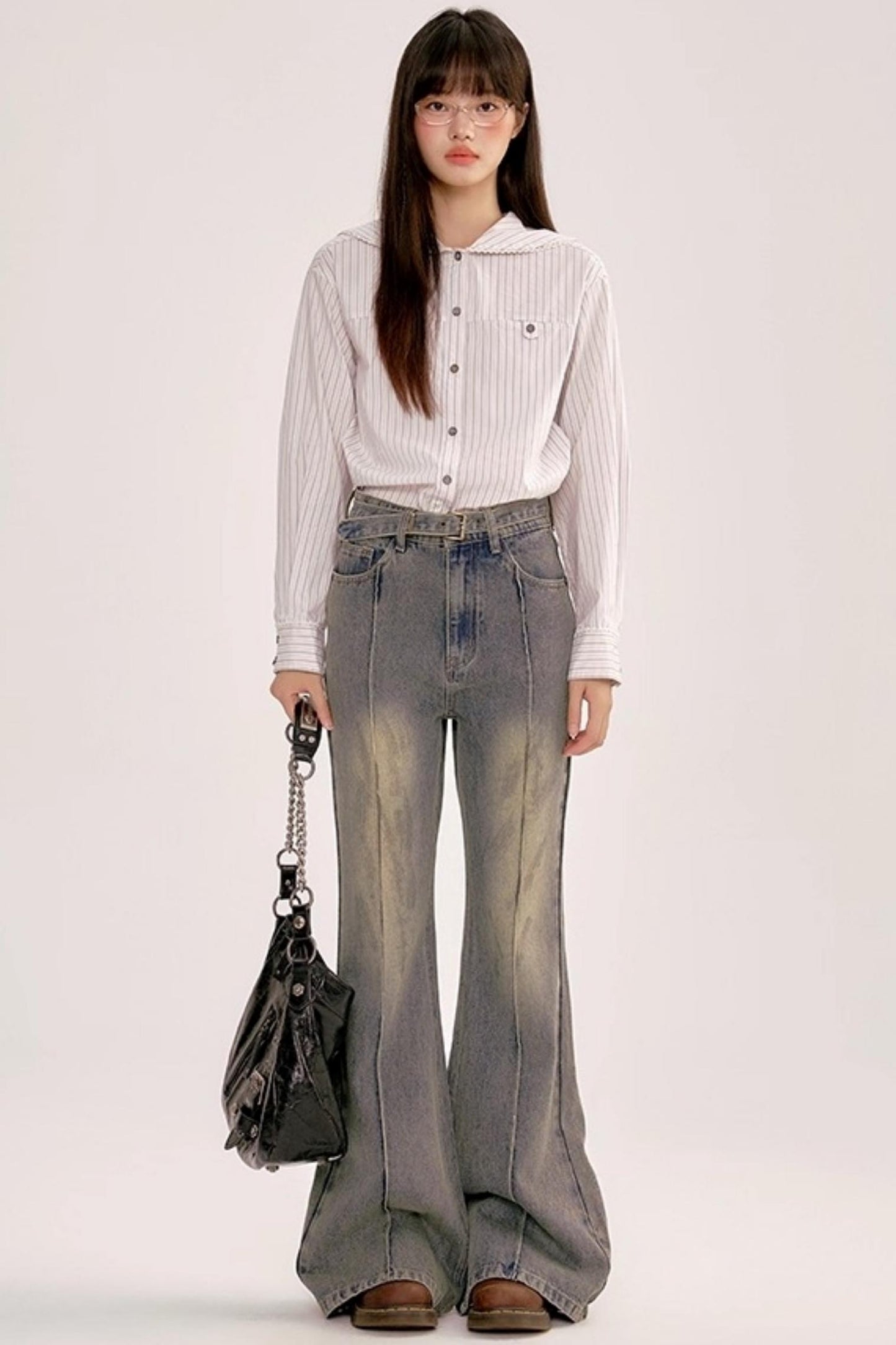Retro High-waisted Flared Pants