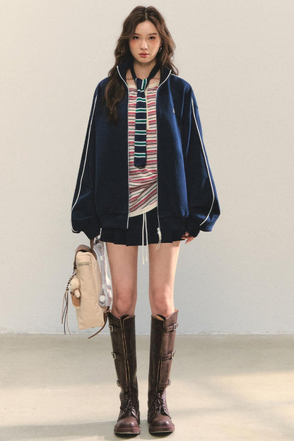 College Style Zipper Two-Piece Set-Up