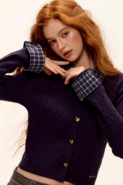 Wool Blend Plaid Knit Top