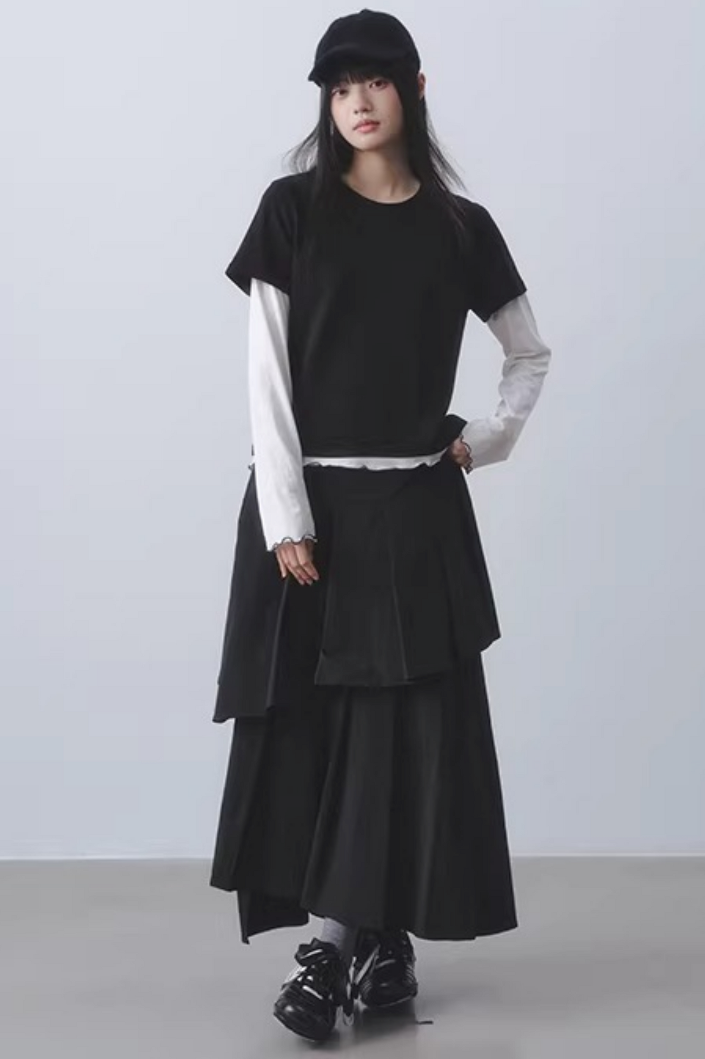 Double-Layered Pleated Skirt