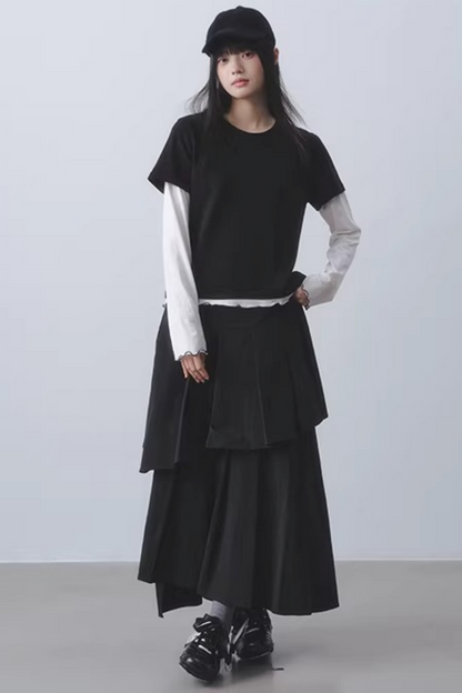 Double-Layered Pleated Skirt