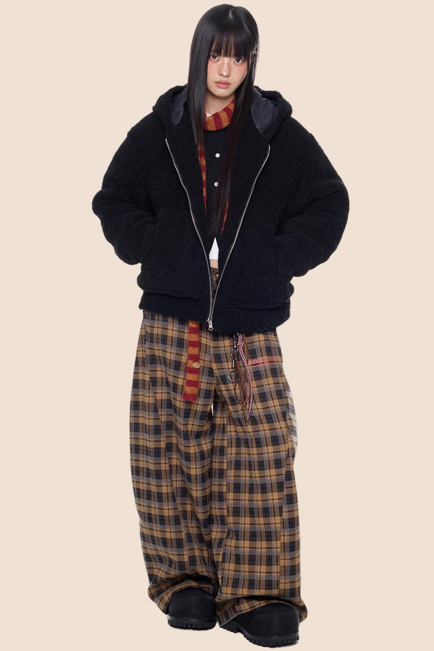 Imitation Lamb Wool Hooded Jacket