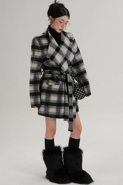 Elegant Plaid Wool Coat