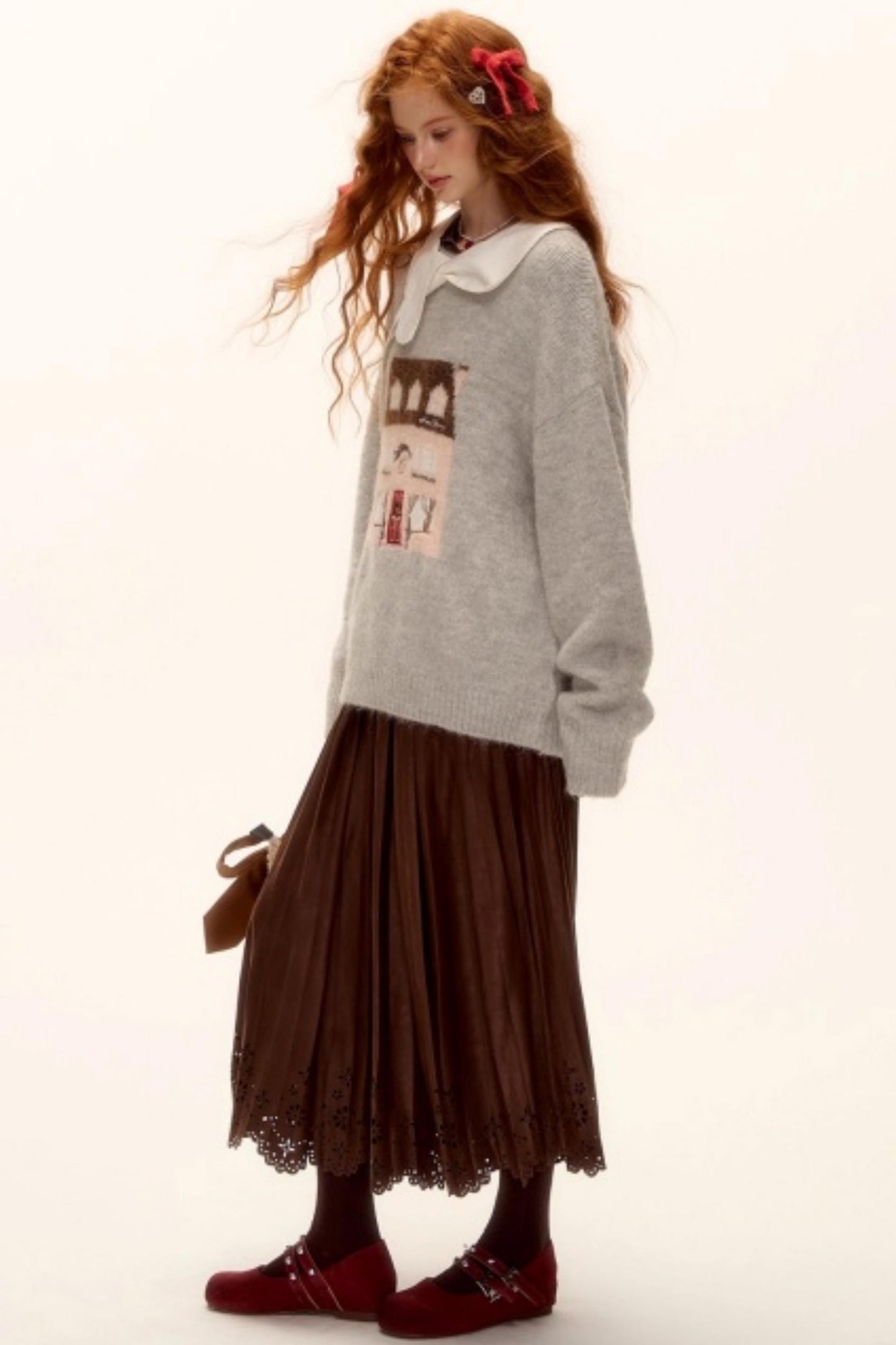 Jacquard Embroidered Wool Sweater