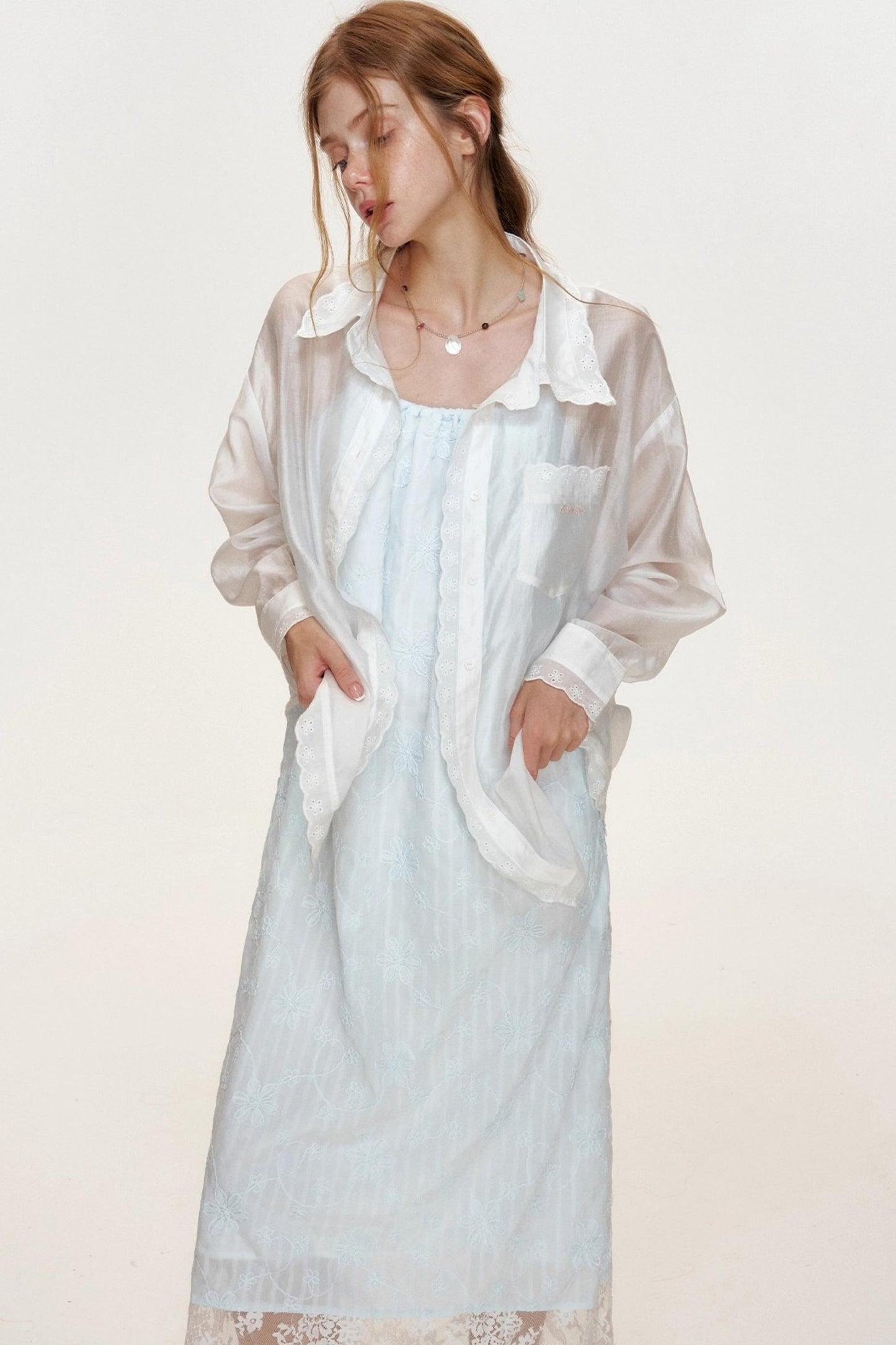 Ocean Blue Lace A-Line Dress