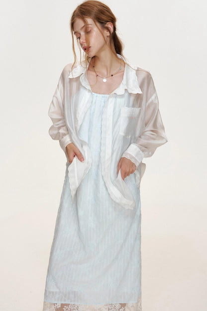 Ocean Blue Lace A-Line Dress