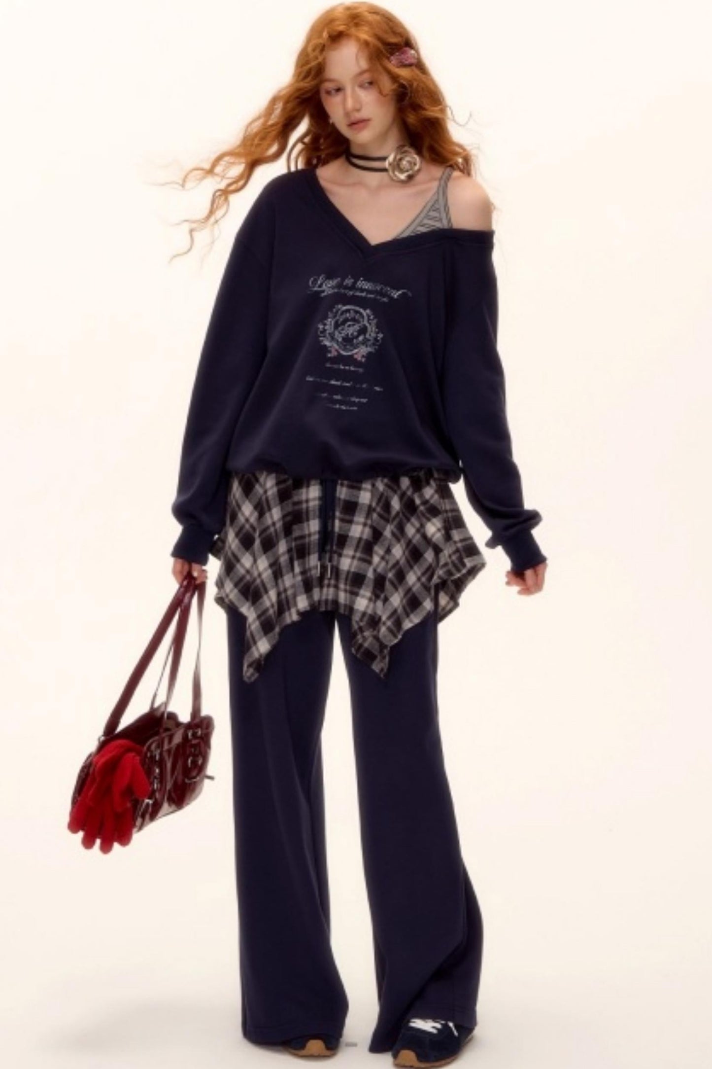 Asymmetrical Striped Patchwork Sweatshirt Set-Up