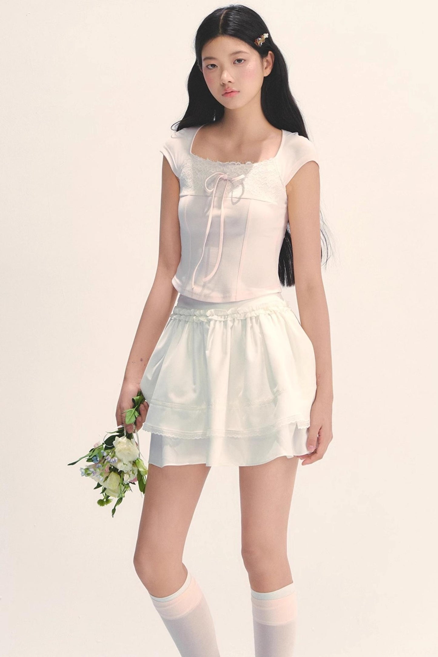 Cotton Lace Peplum Top