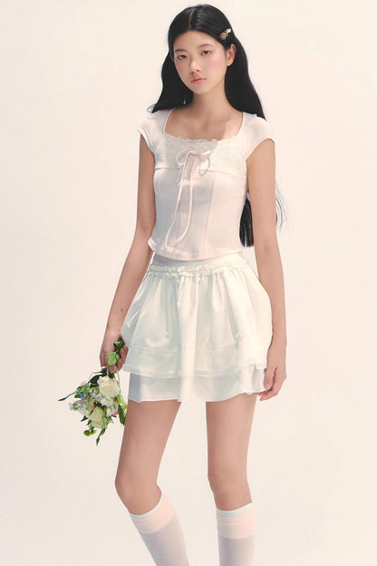 Cotton Lace Peplum Top