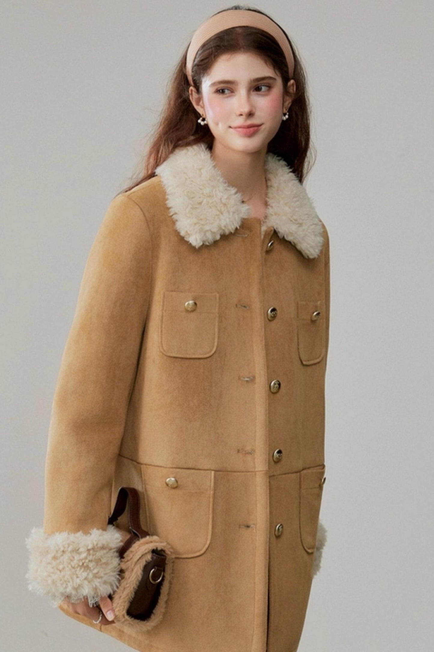 Fur Integrated Suede Winter Jacket