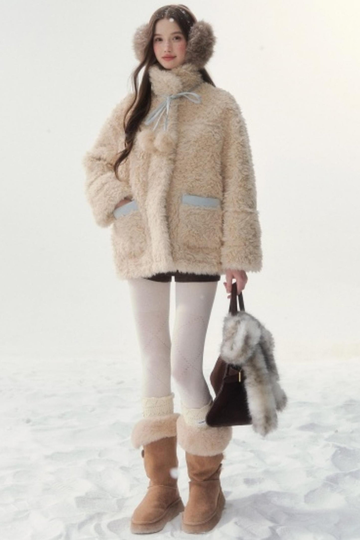 Pink and Blue Reversible Fur Coat