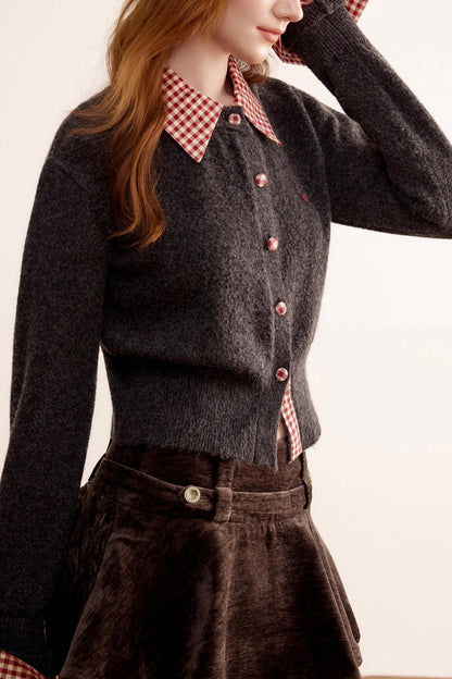 Patchwork Wool Cardigan Sweater