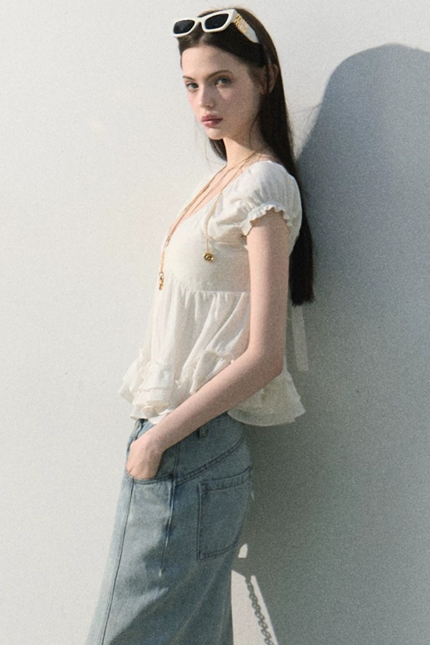 Lyocell Linen Ruffled Blouse