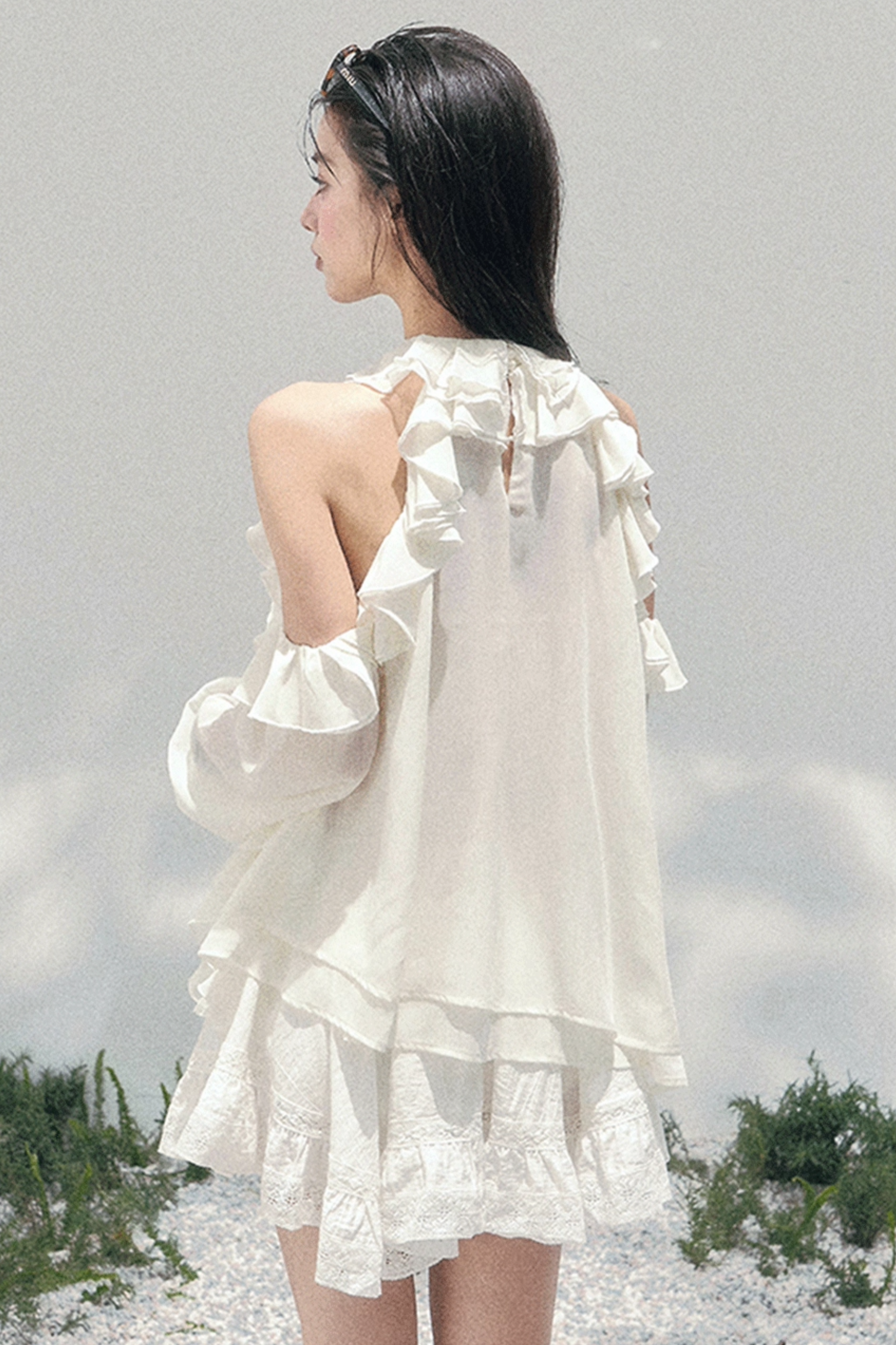 Ruffled Edge Off-Shoulder Top