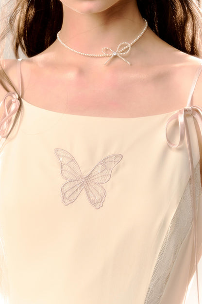 Embroidered Butterfly Lace Vintage Dress