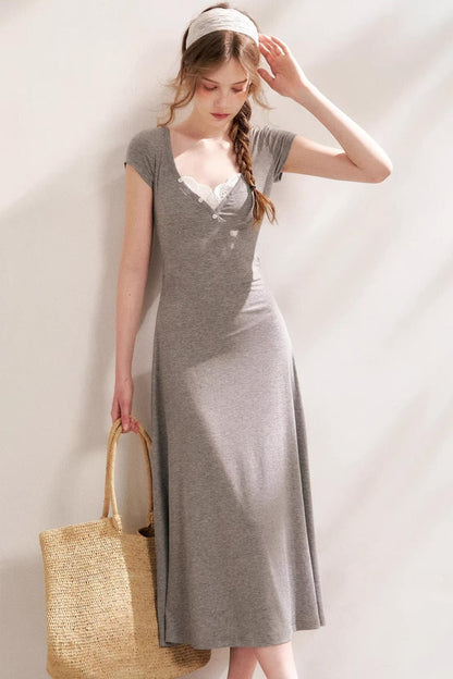 Slim Lace V-Neck A-Line Dress