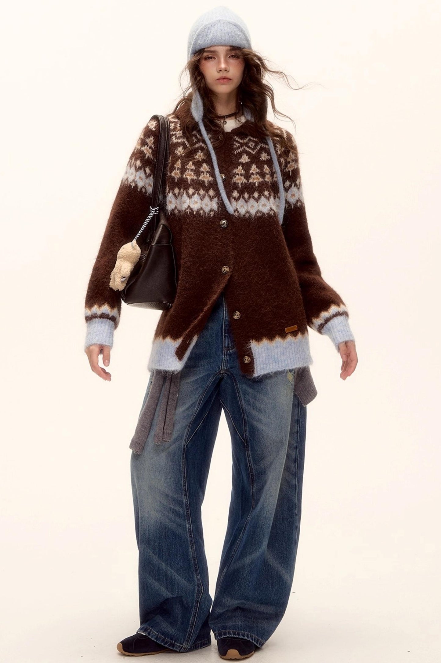 Fair Isle Knit Cardigan Set-Up