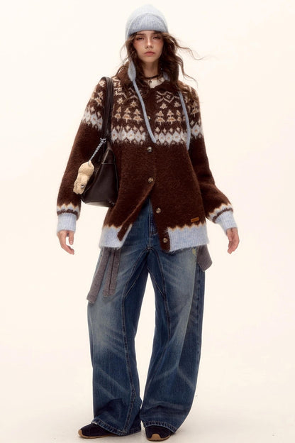 Fair Isle Knit Cardigan Set-Up