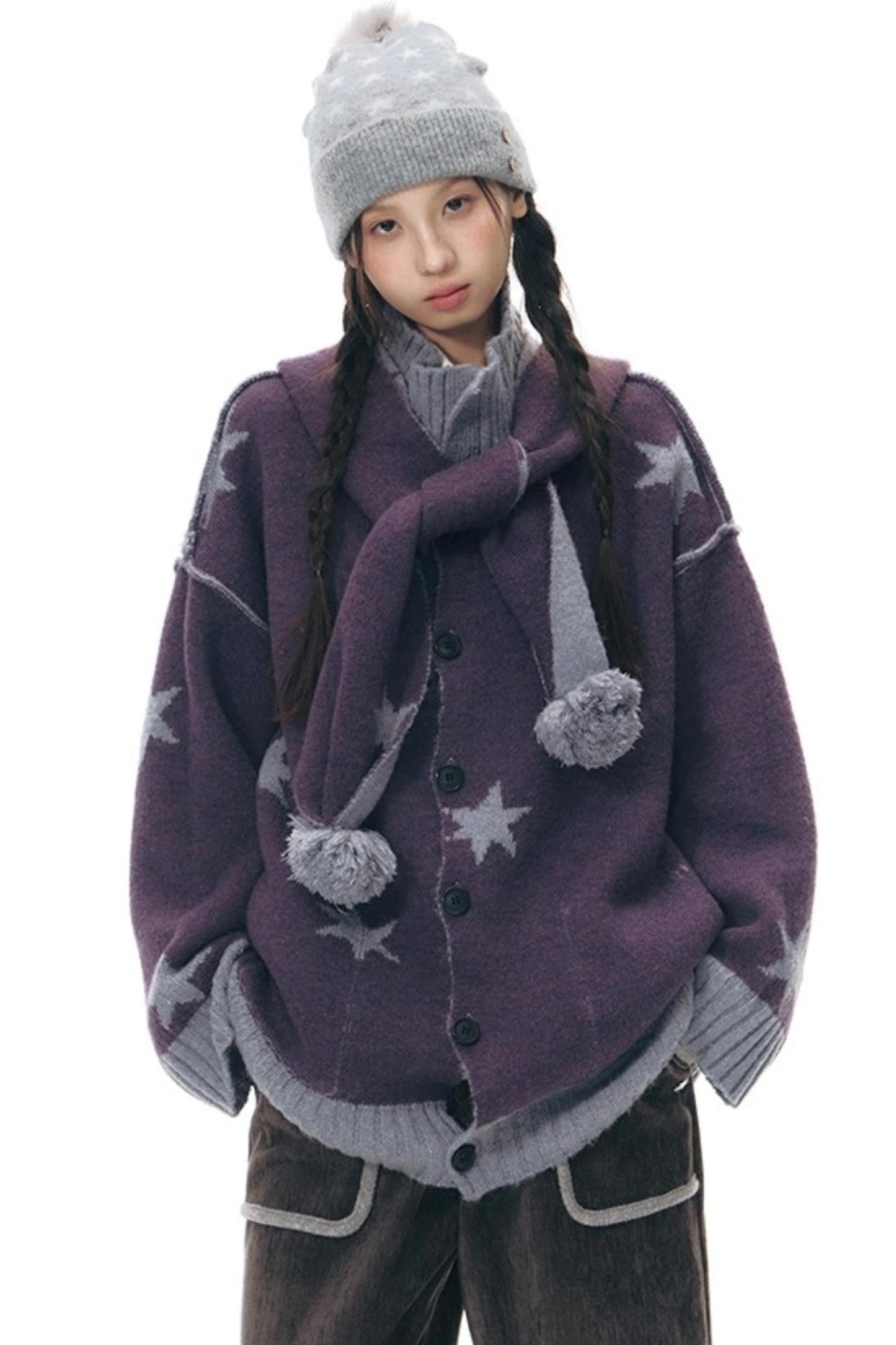 Reversible Star Cardigan Sweater Jacket Set-Up