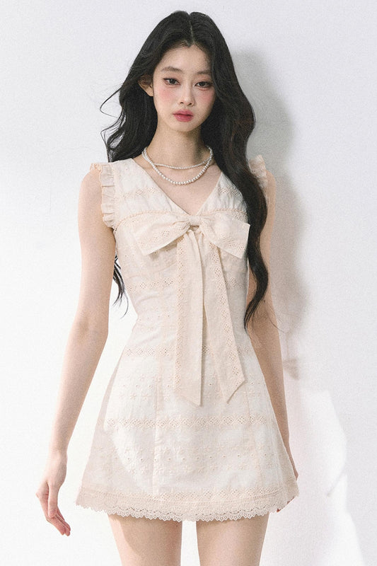 Summer Lace V-Neck Mini Dress