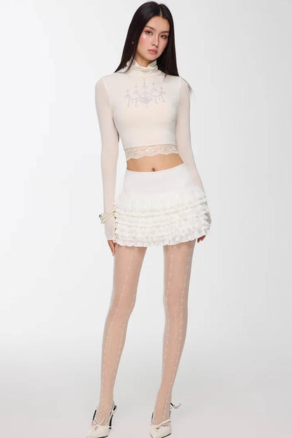 Rhinestone High-Neck Top