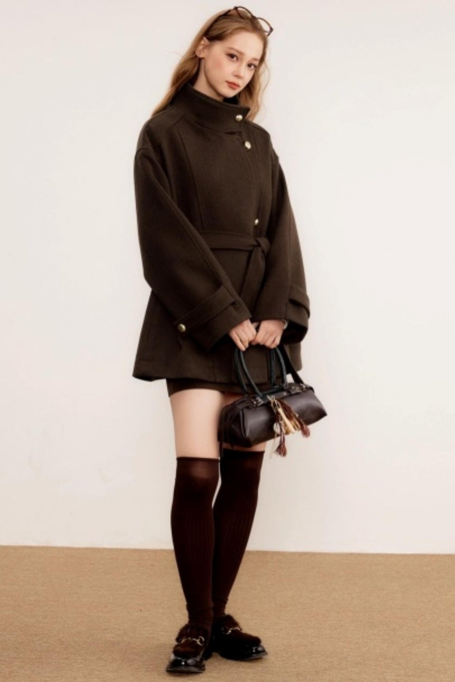 Stand-Up Collar Woolen Coat
