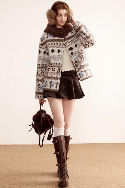 Fair Island Lamb Wool Hooded Coat