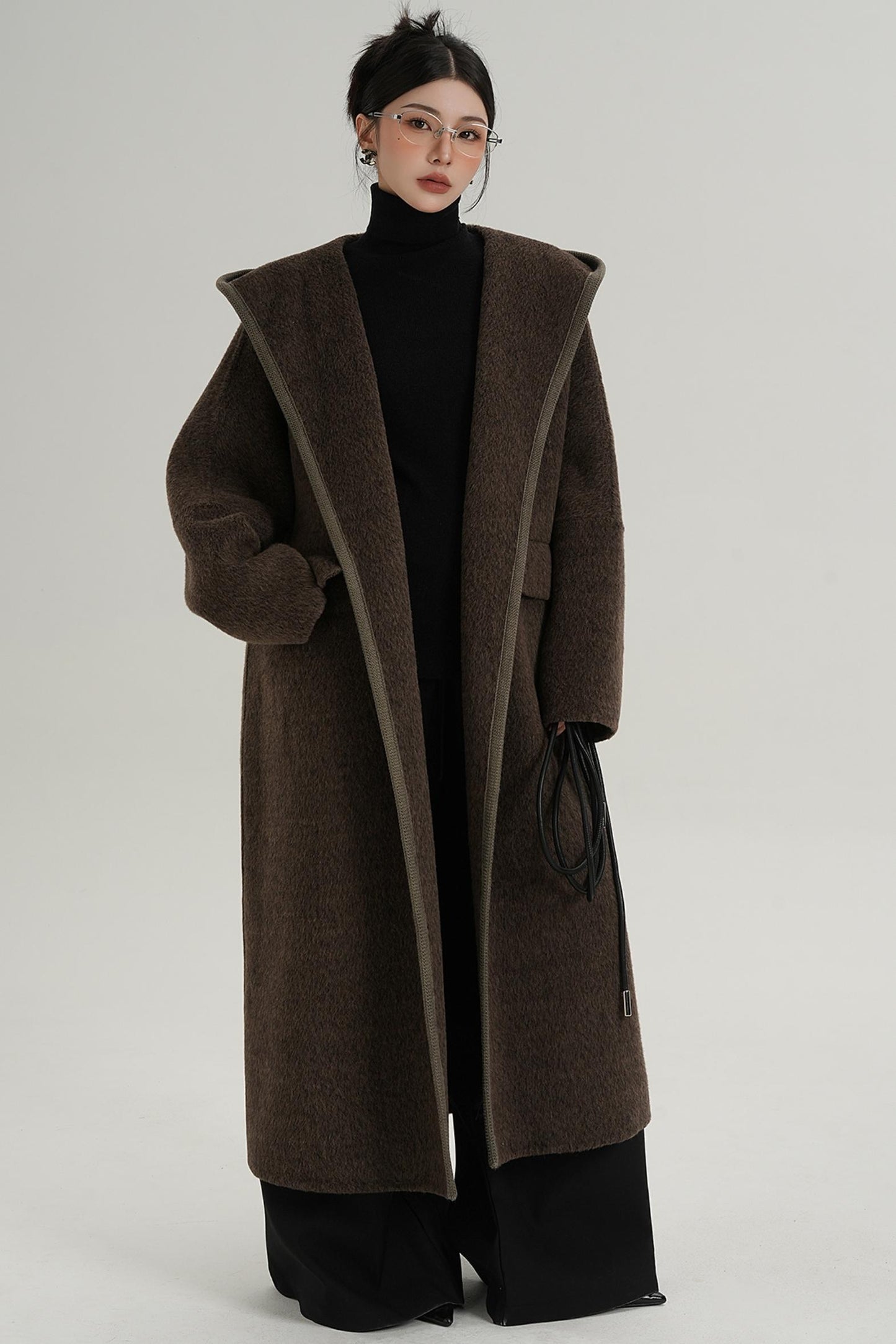 Lace-Up Wool Minimal Coat