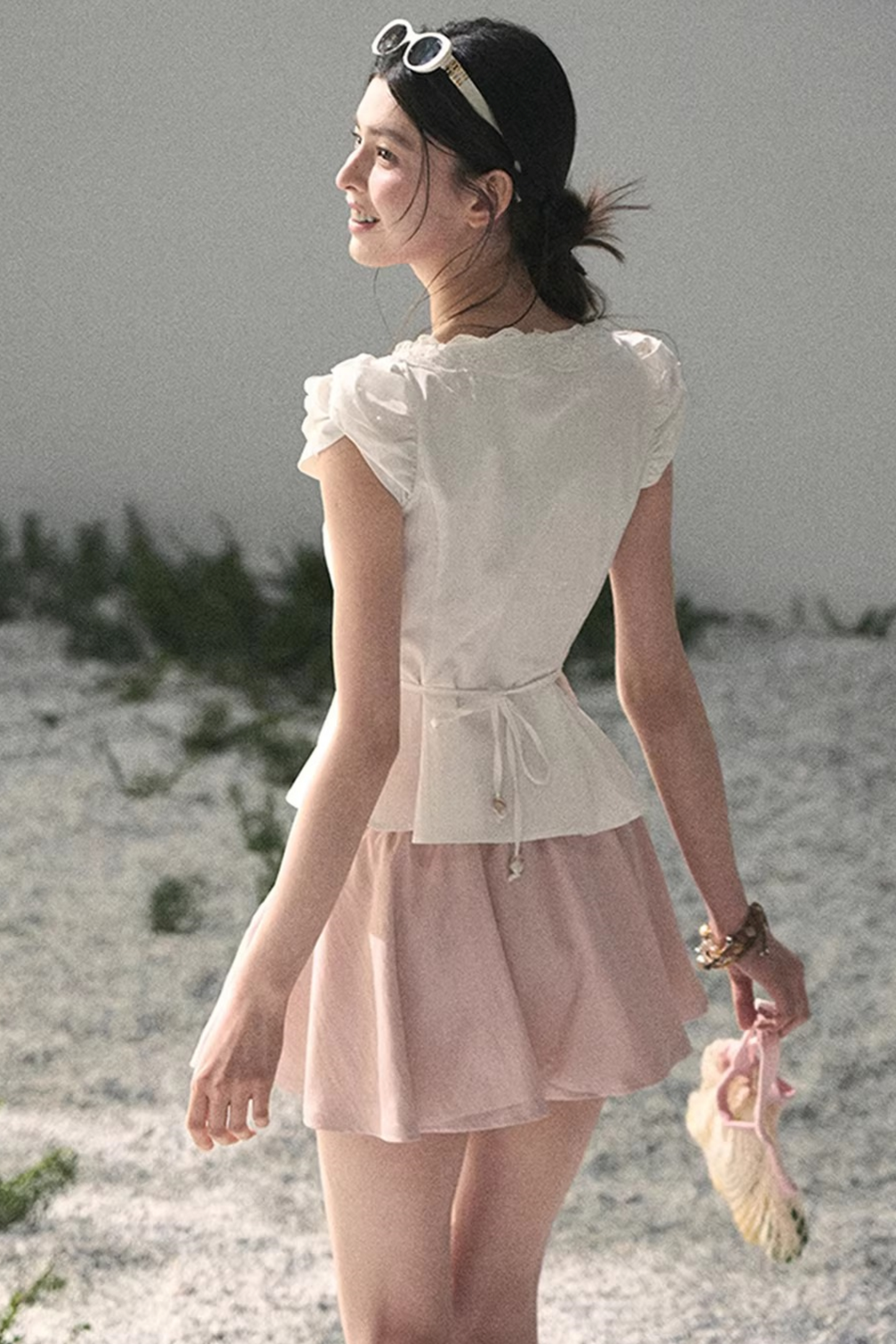 French V-Neck Lace Blouse