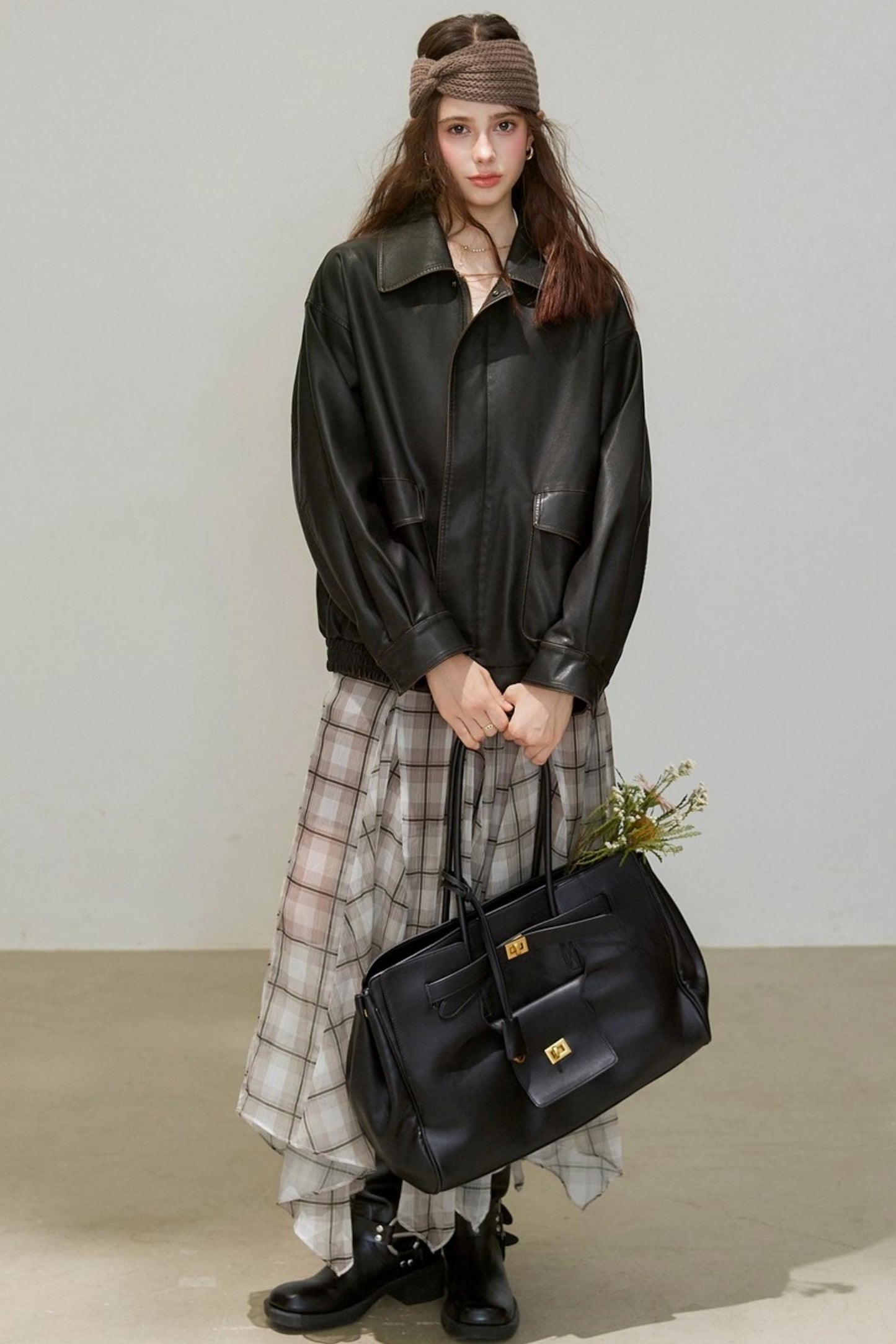 Back Brown Leather Jacket