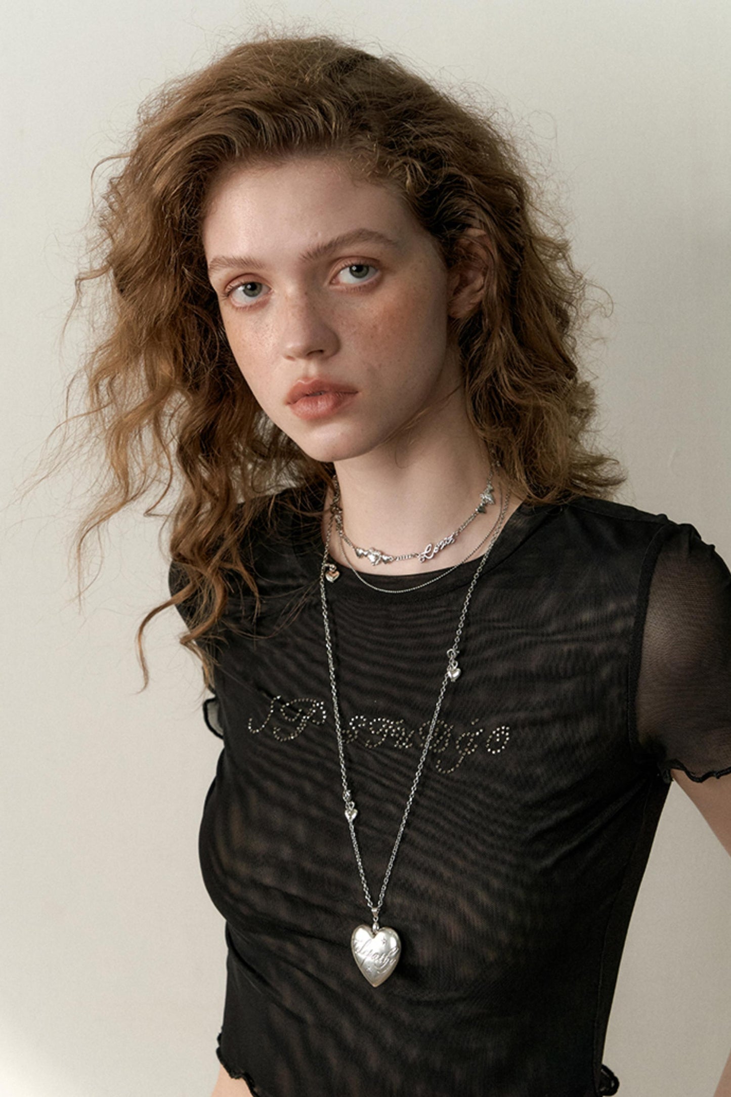 Multicolor Mesh Letter Tee