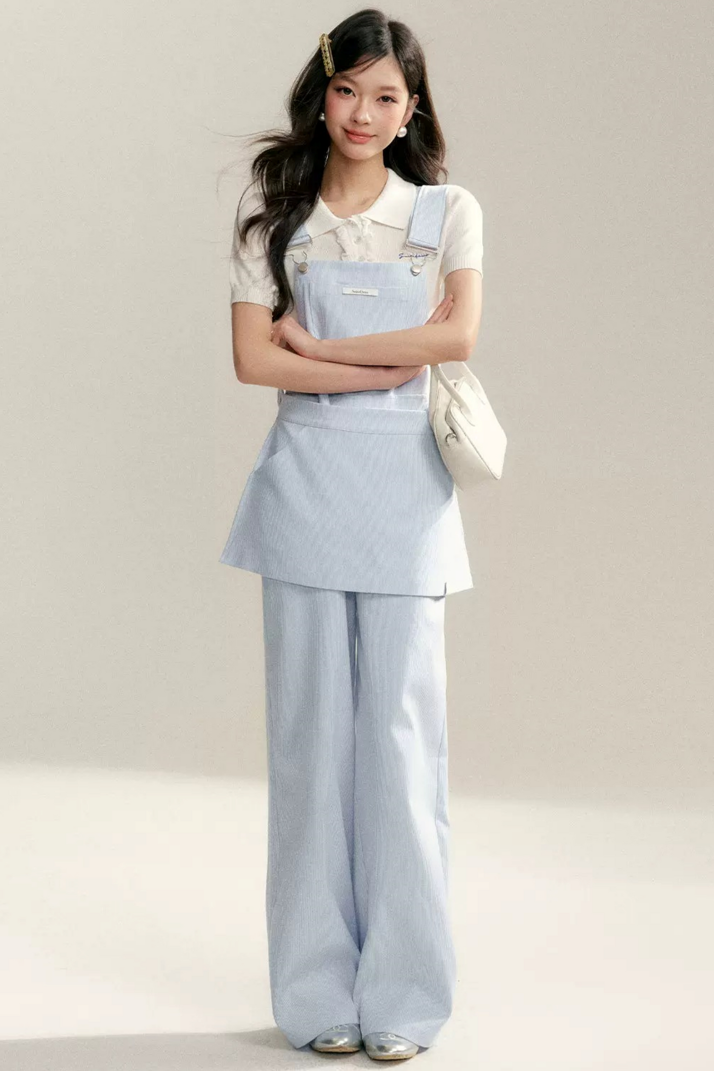 Striped Bib Jumpsuit Set
