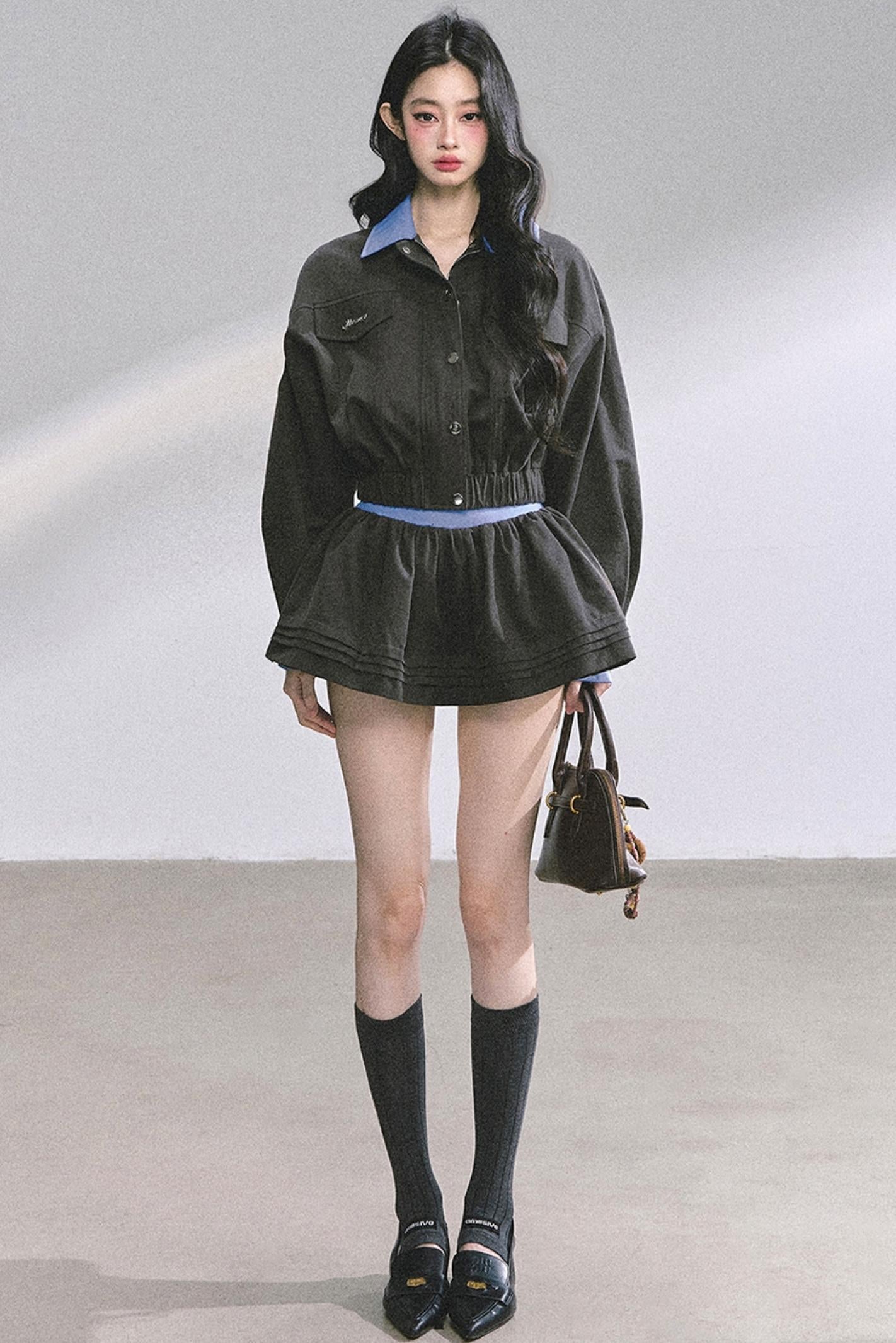 Womens Coat & Short Skirt Set-Up