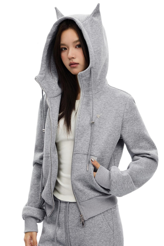 Double Zipper Short Hooded Jacket