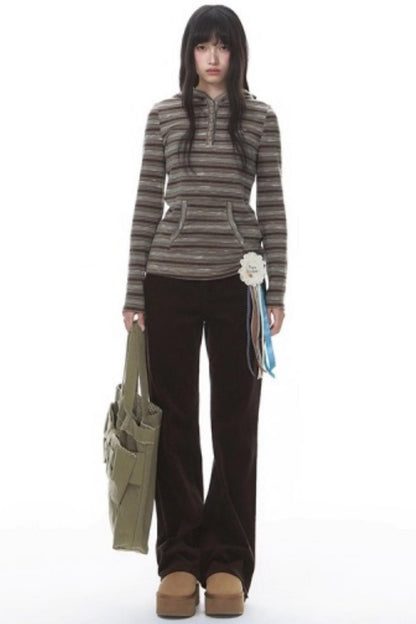 Striped Slimming Stretch Hoodie